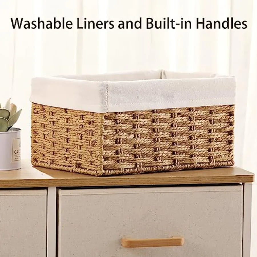 3-Pack Woven Rope Wicker Baskets