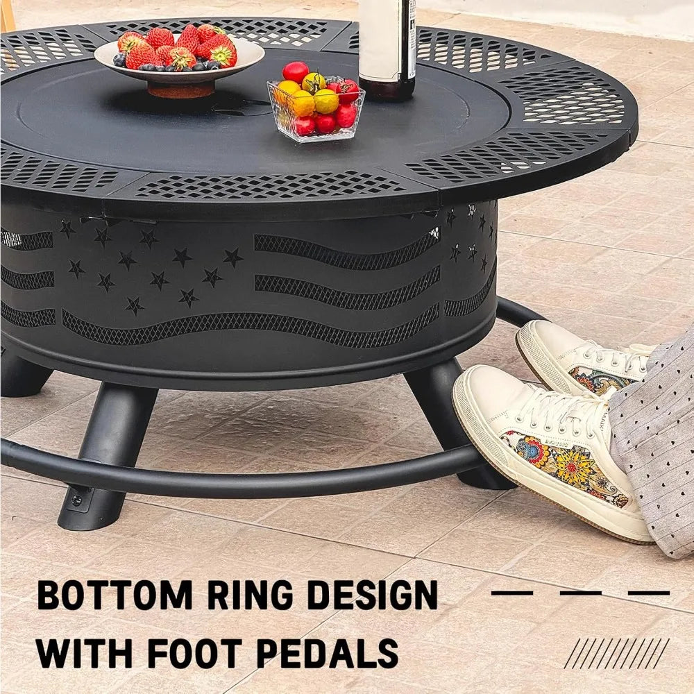 36 Inch Fire Pit with 2 Cooking Grates