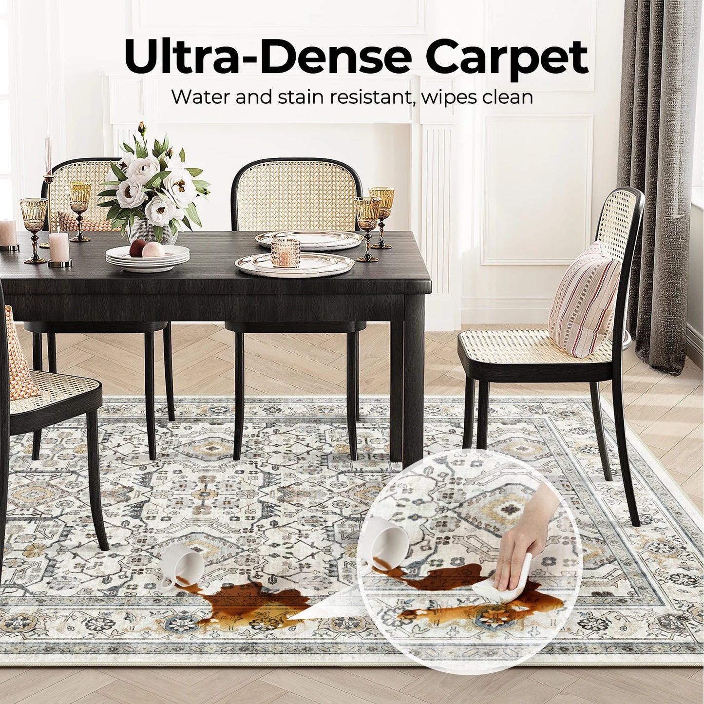 Vintage Style, Washable Area Rug