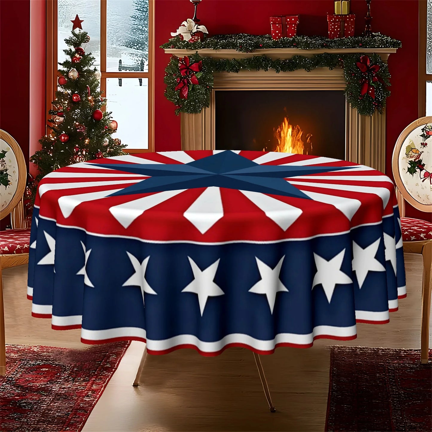 Patriotic Table Runner with Stars and Stripes Print
