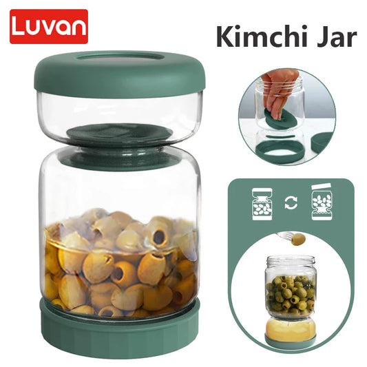 Glass Pickles Jar with Lids and Strainer