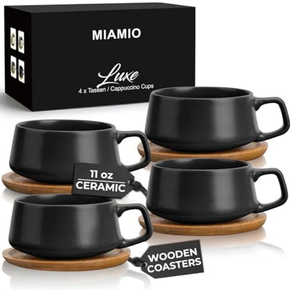 Set of 4 Ceramic Cups and Saucers