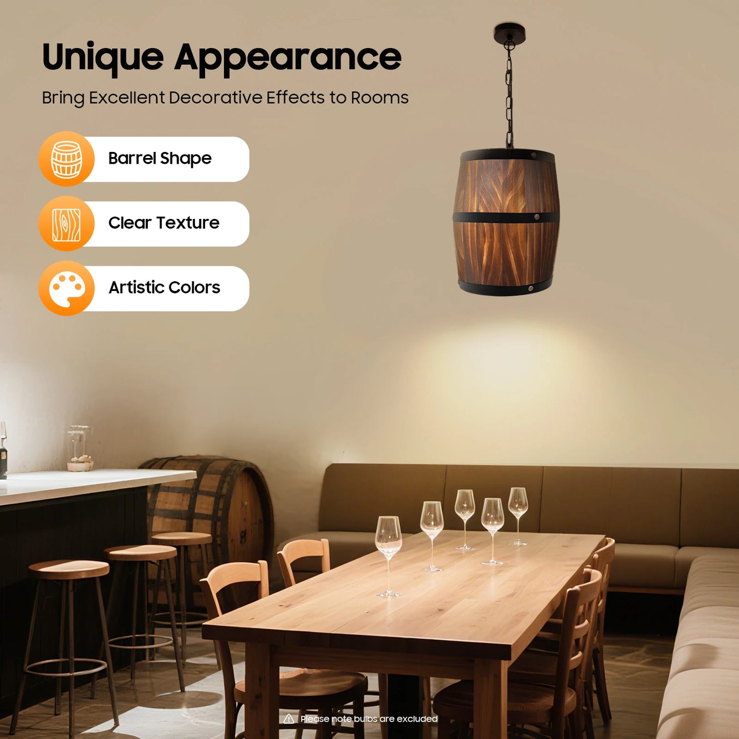 Wine Barrel Design Chandelier UL Certified
