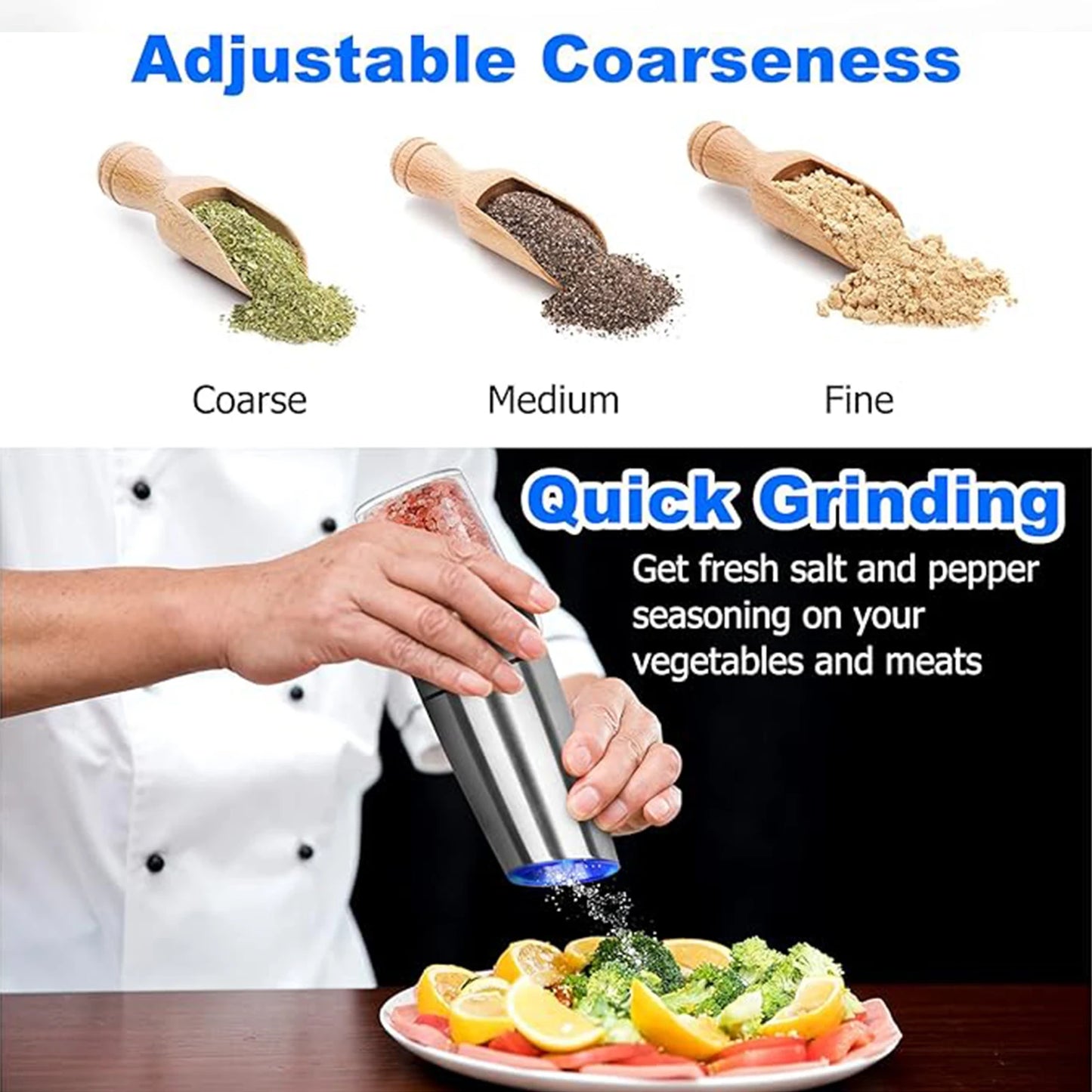 1pc/2pcs, LED Electric Salt And Pepper Grinder