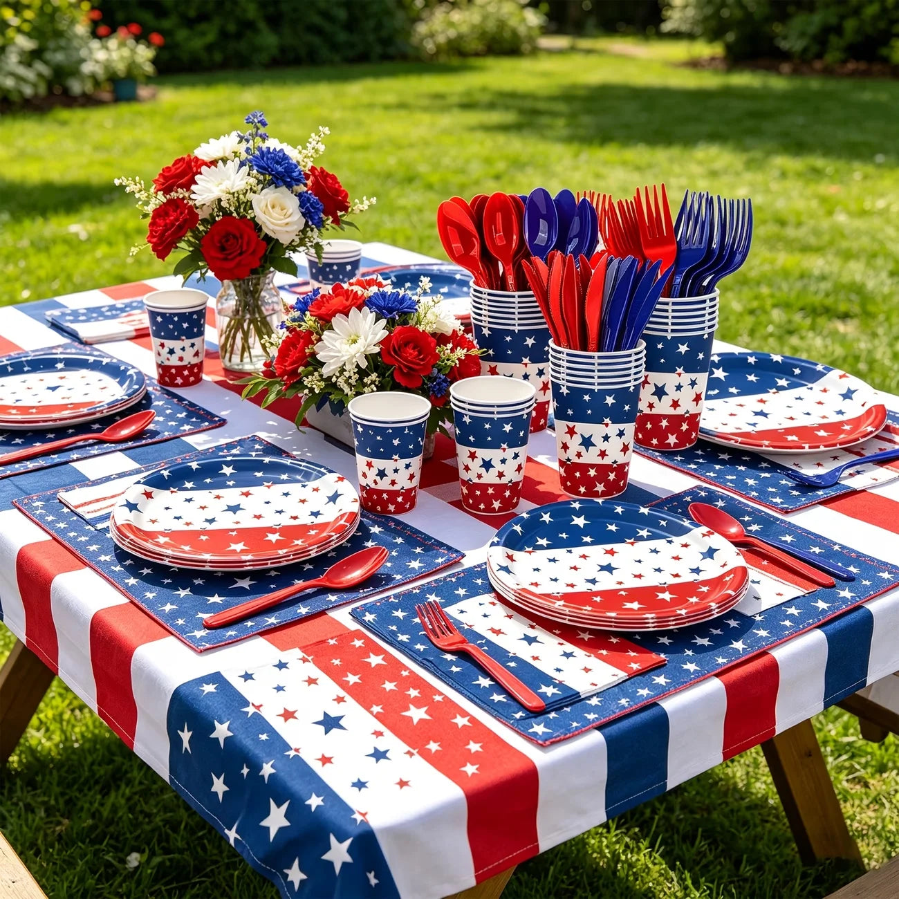 138pcs Patriotic Themed Tableware Set