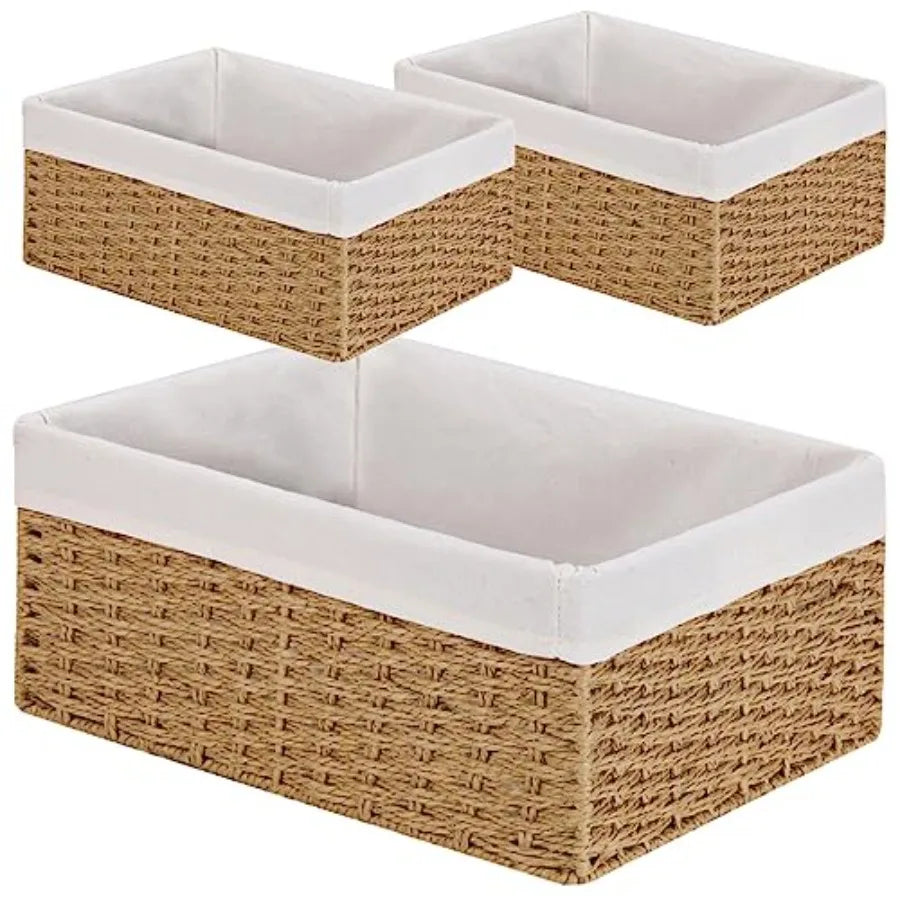 3-Pack Woven Rope Wicker Baskets