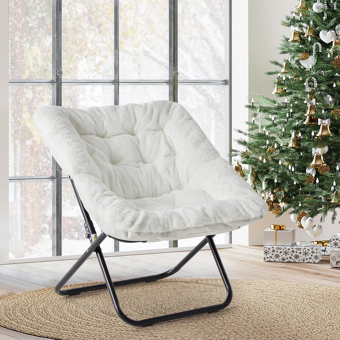 Cozy Saucer Chair with Soft Faux Fur