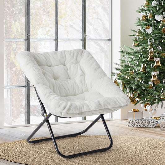 Cozy Saucer Chair with Soft Faux Fur