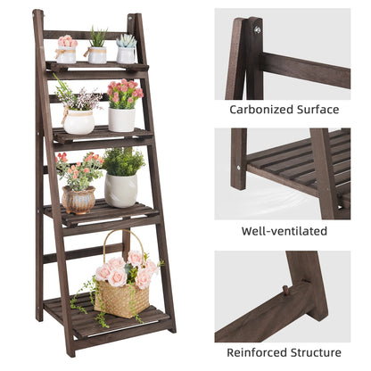 Folding 4 Tier Ladder Shelf