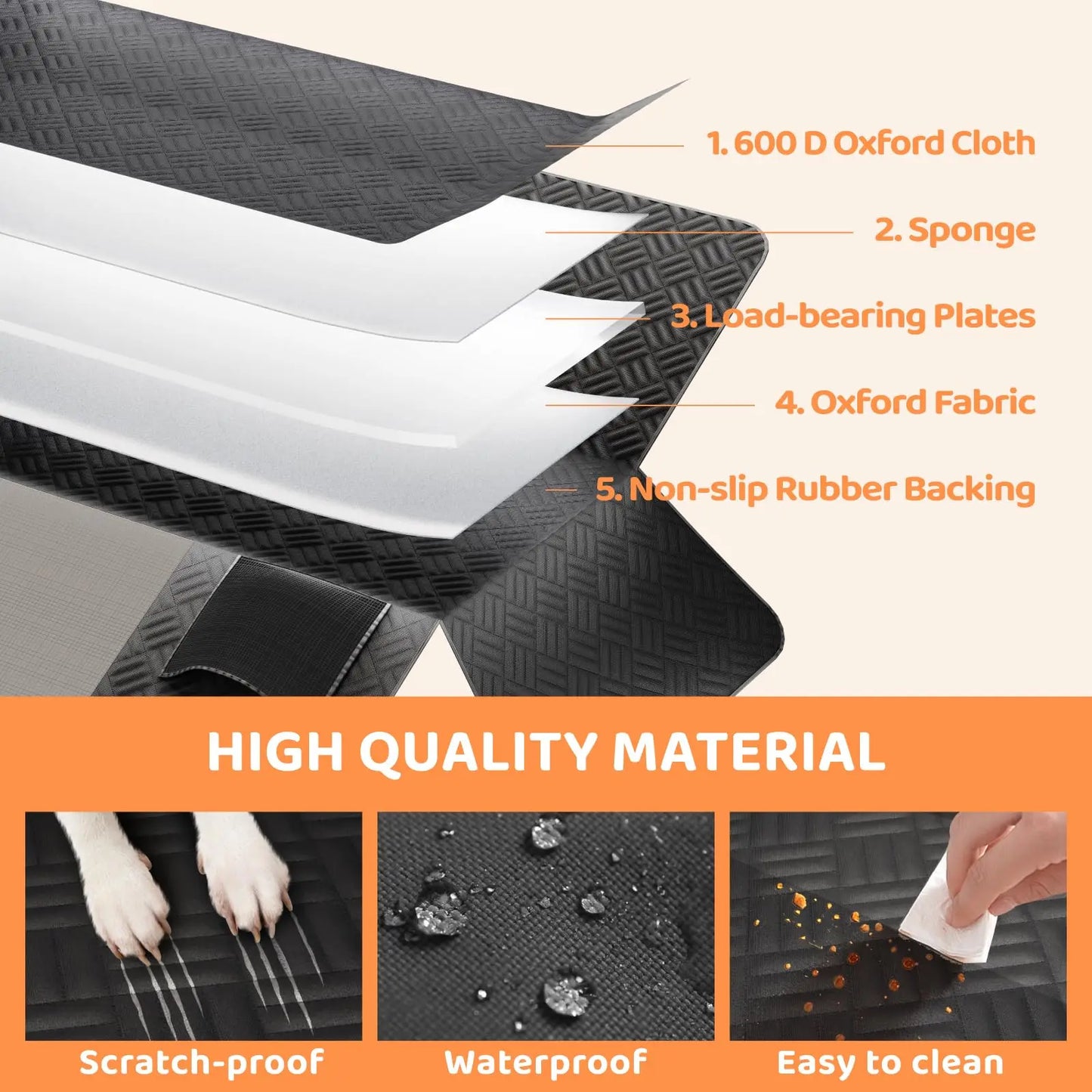 Heavy-Duty, Hard Bottom Rear Seat Dog Cover