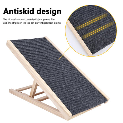 Adjustable Natural Pine Pet Ramp