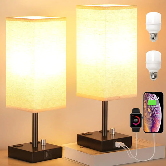 Fully Dimmable Table Lamps w/Charging Ports