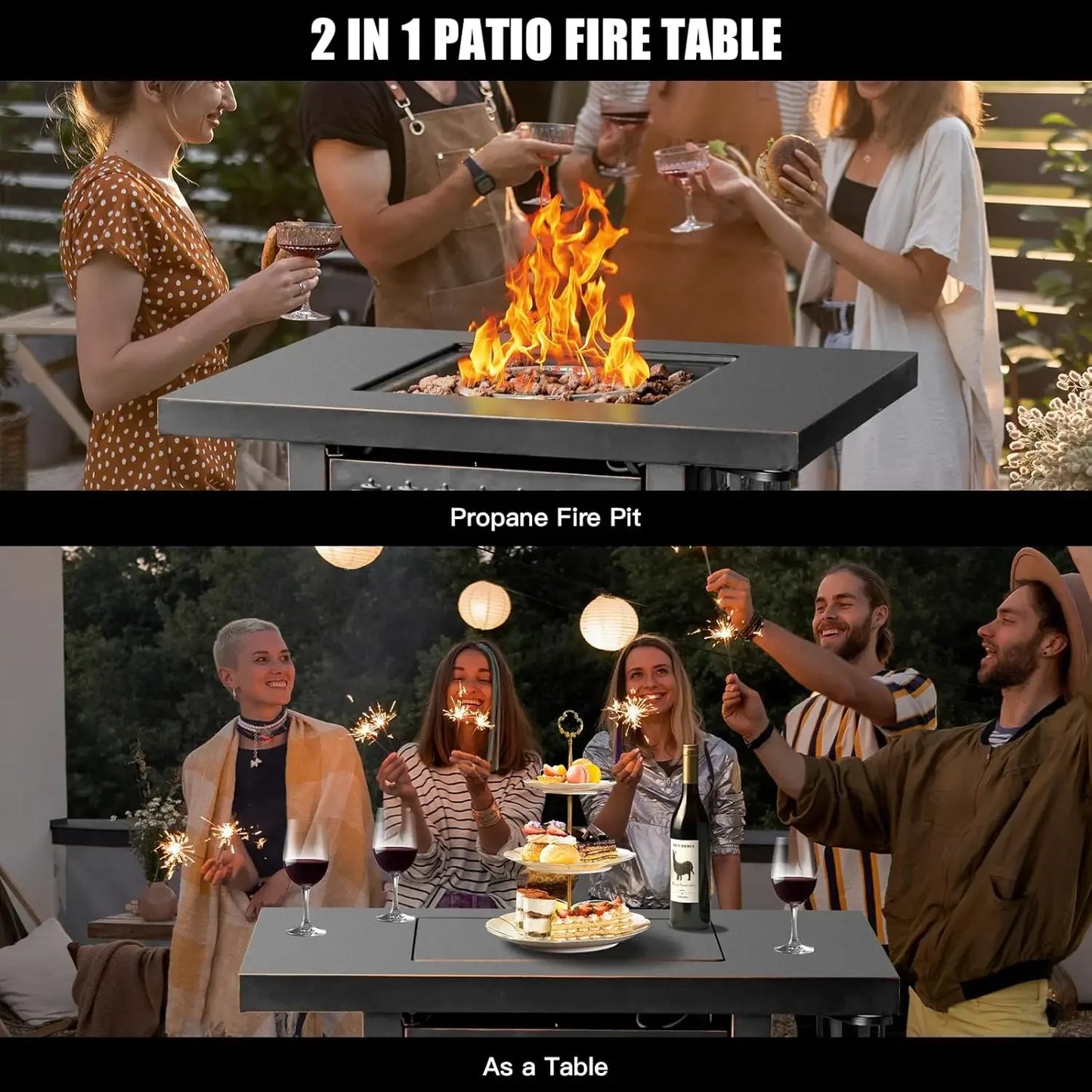 2-in-1 Propane Fire Pit & Table