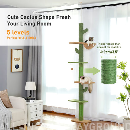 5-Tier Floor to Ceiling Cat Tower Cactus