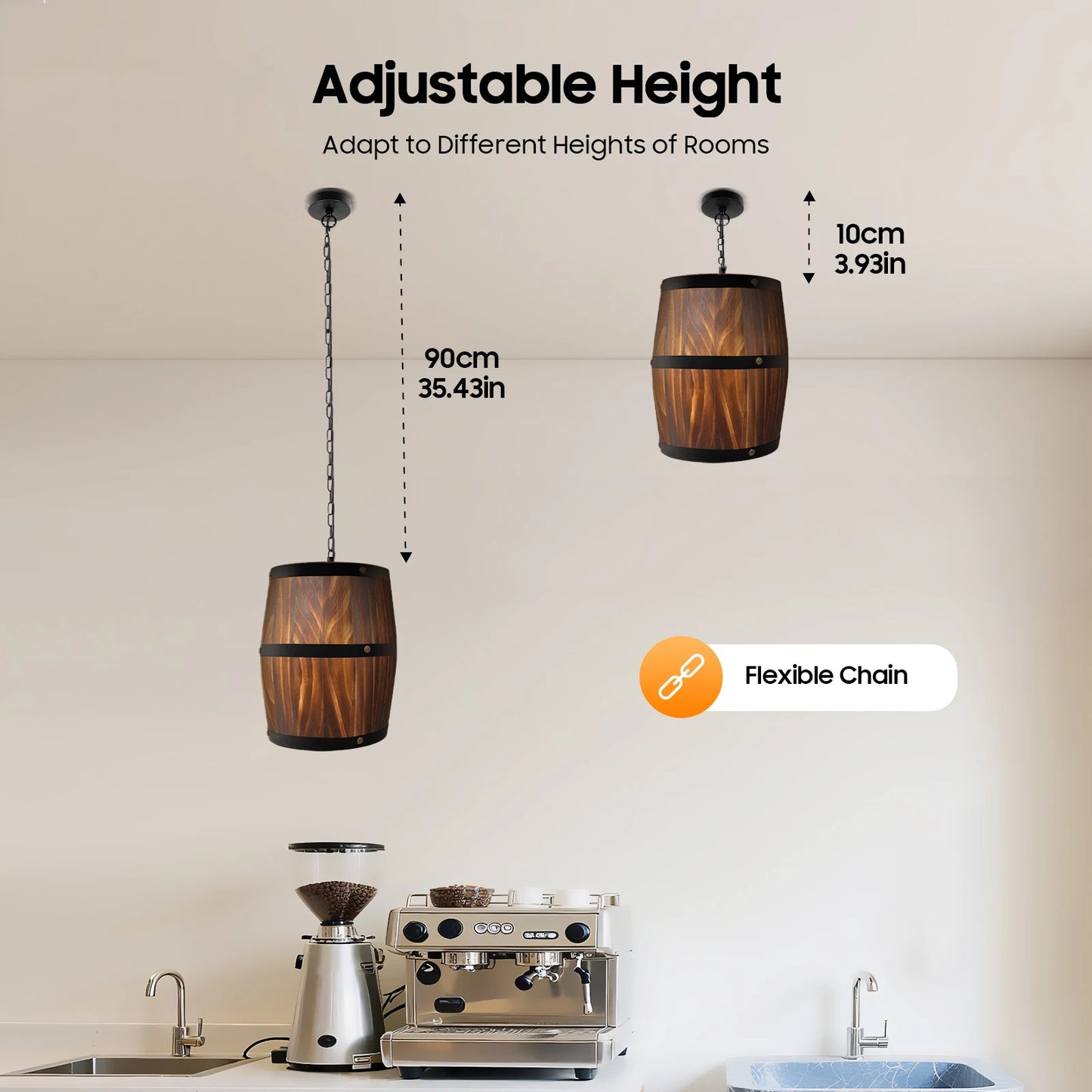Wine Barrel Design Chandelier UL Certified