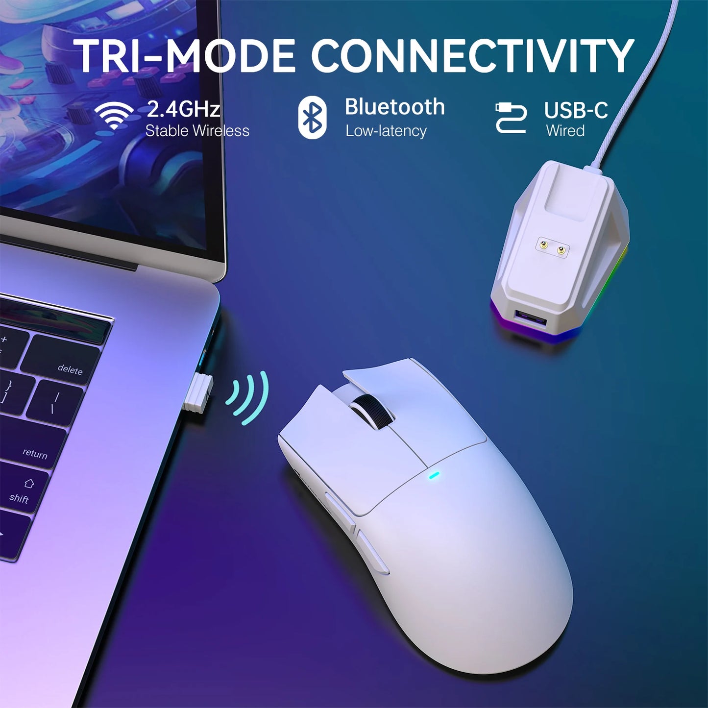 Lightweight Wireless Gaming Mouse with RGB Backlight Charging