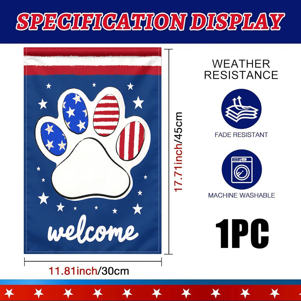 Patriotic Dog Paw Flag