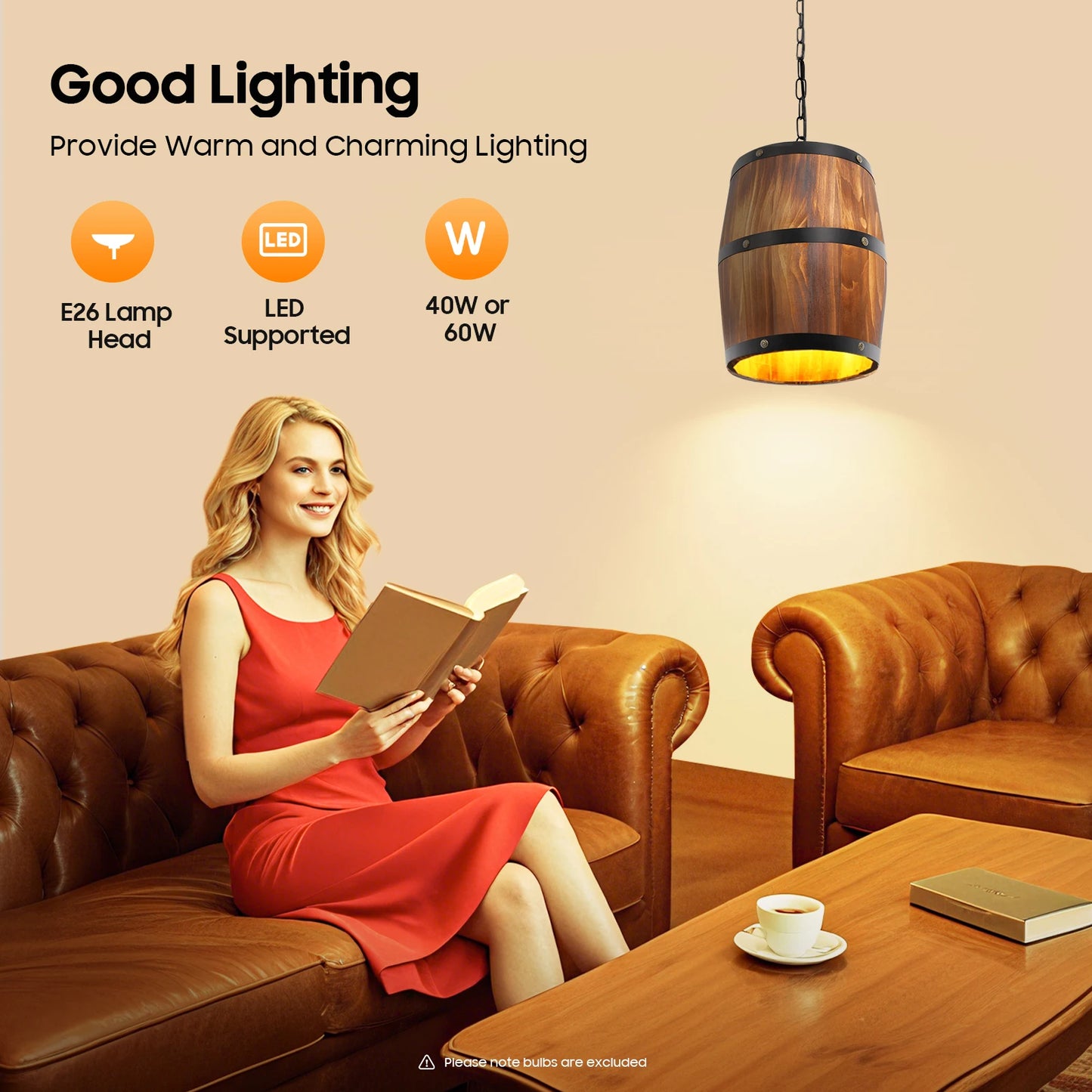Wine Barrel Design Chandelier UL Certified