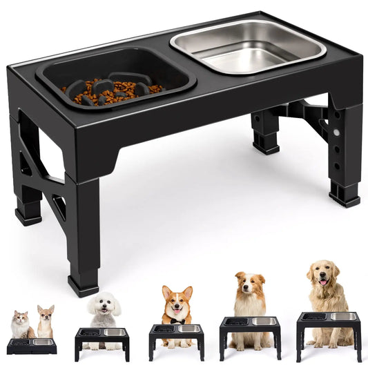 2-in-1 Elevated Slow Feeder & Water Bowls
