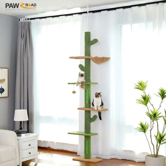 5-Tier Floor to Ceiling Cat Tower Cactus