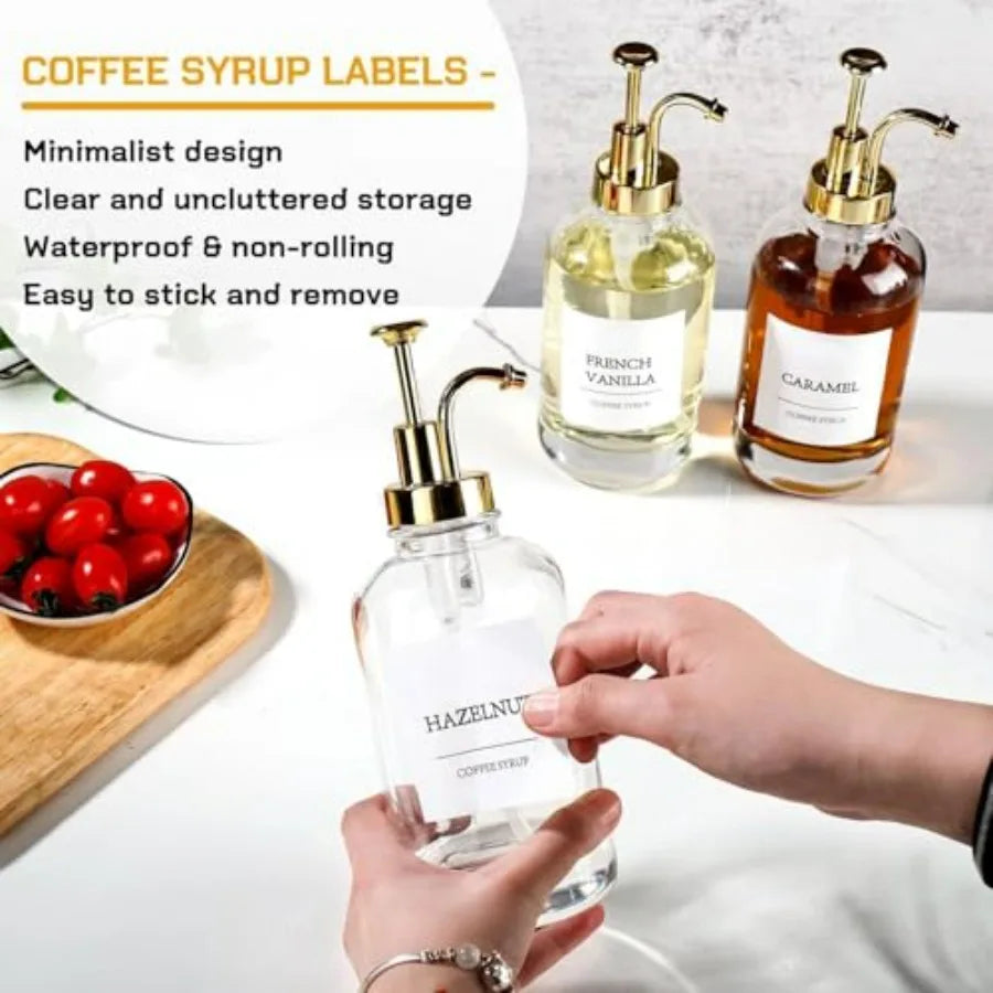 4 pk Syrup Dispensers with Labels