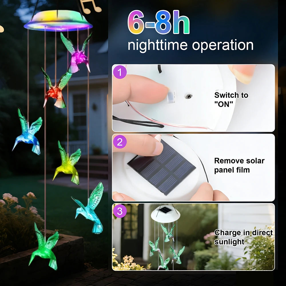 Solar Hummingbird Wind Chimes