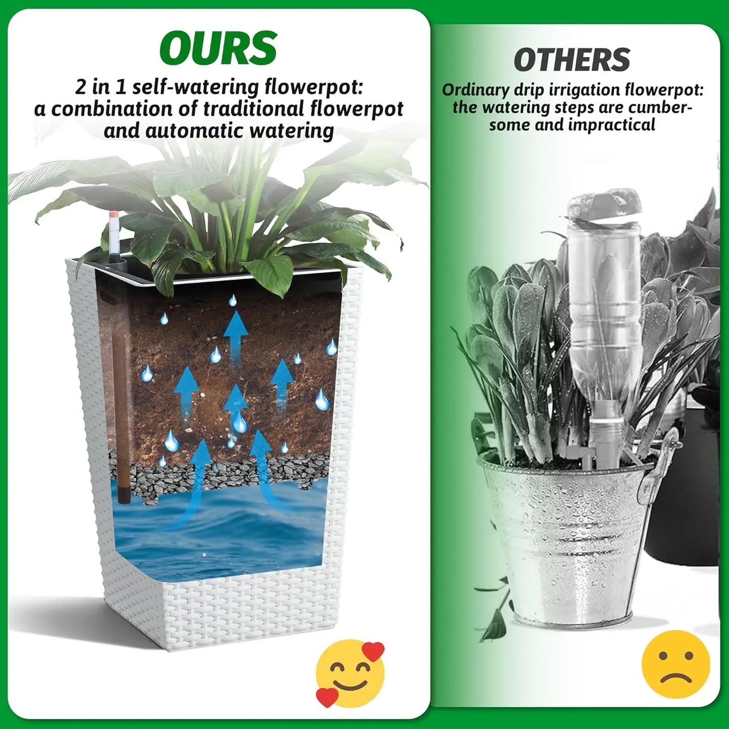 Set of 2 Self Watering Plant Pots