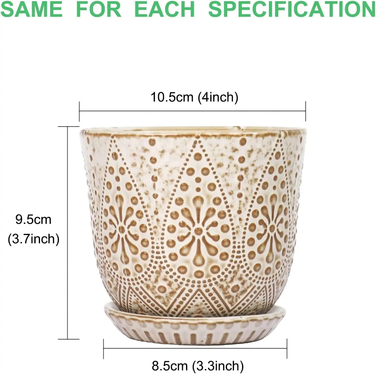 Set of 4 Ceramic Plant Pots