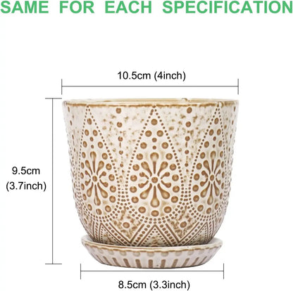Set of 4 Ceramic Plant Pots