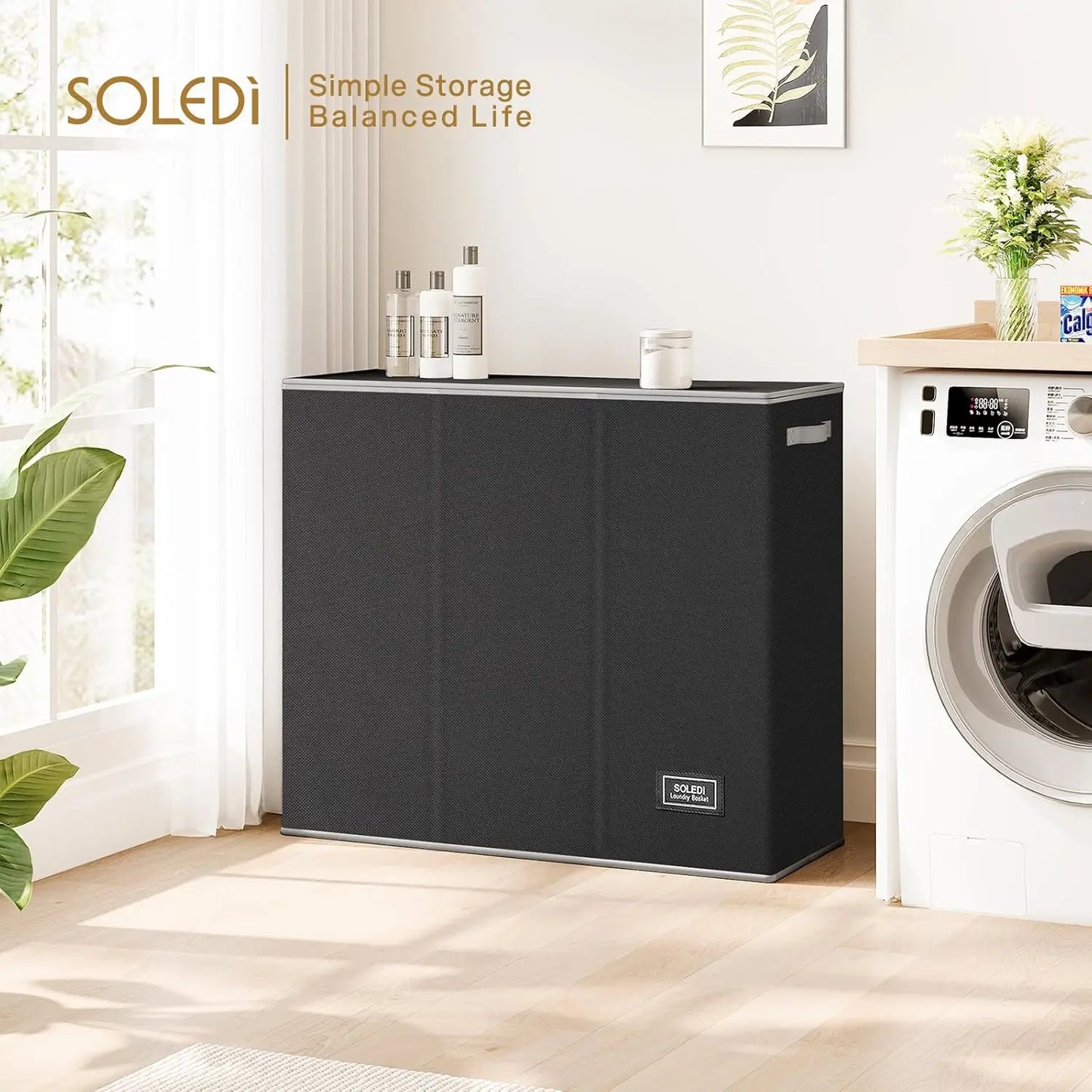 Extra Large 3-Section Laundry Hamper with Lid