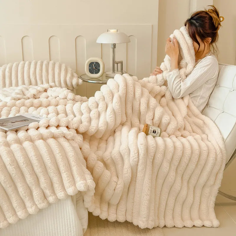 Super Soft Faux Rabbit Fur Blanket