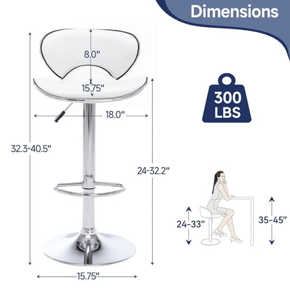 Set of 2 Adjustable, Swivel Barstools