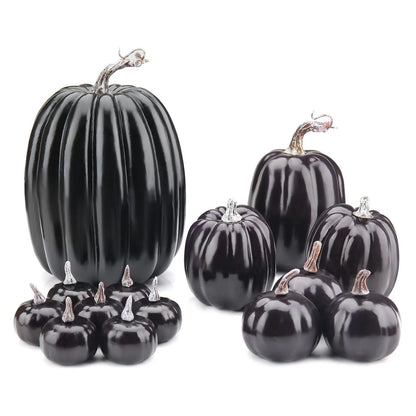 Artificial Black Pumpkin Set