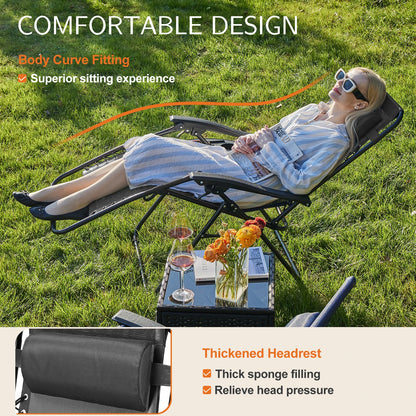 2pc Zero Gravity Lounge Chair, Cup Holder