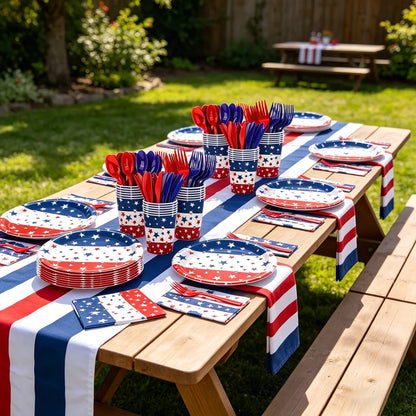 138pcs Patriotic Themed Tableware Set