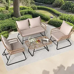 Outdoor Wicker Patio Set of  4