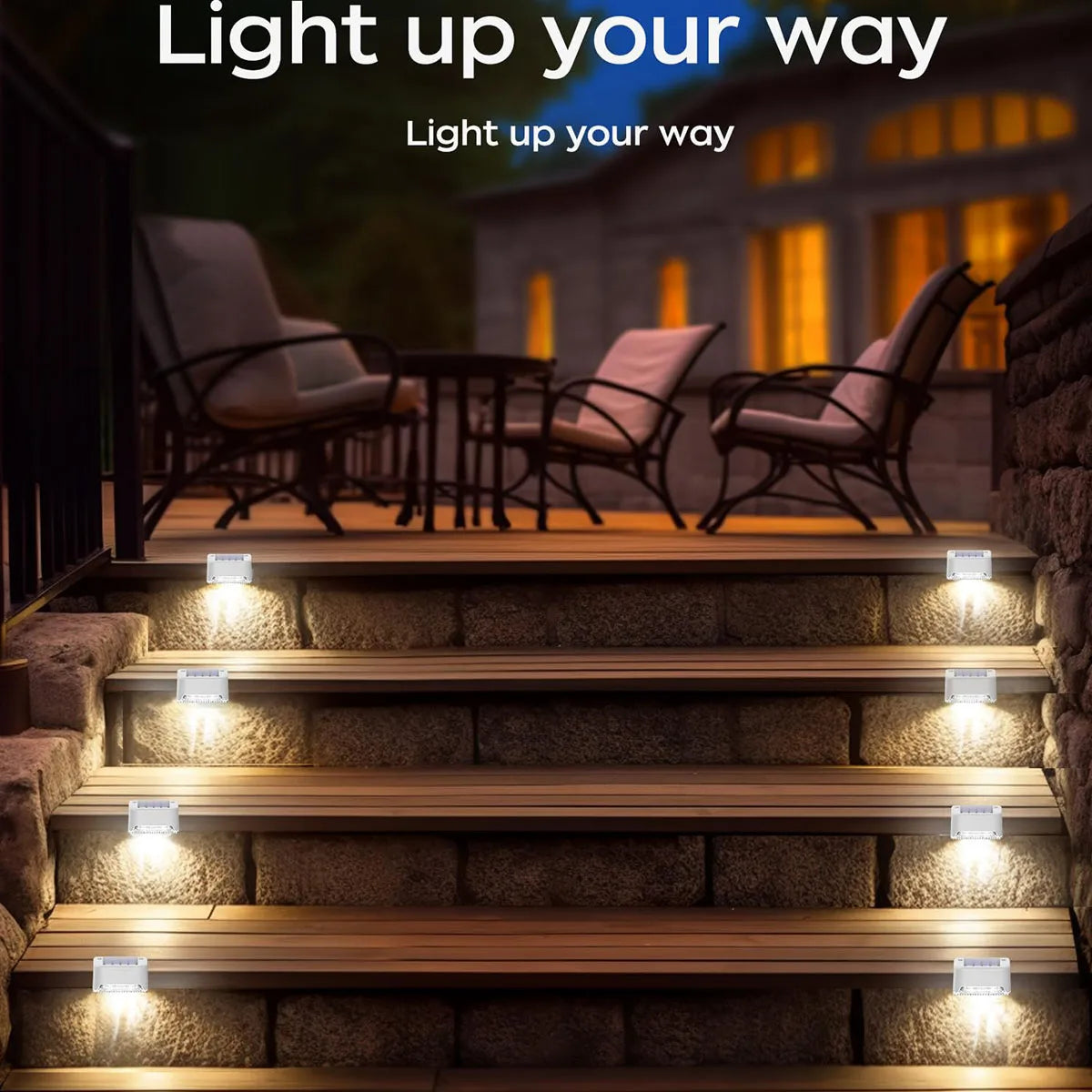 4pk/12pk LED Solar Deck & Stair Lights