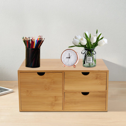 3 Drawer Bamboo Desk Organizer