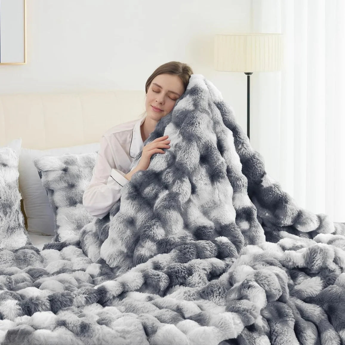 Cozy Faux Rabbit Oversized Throw