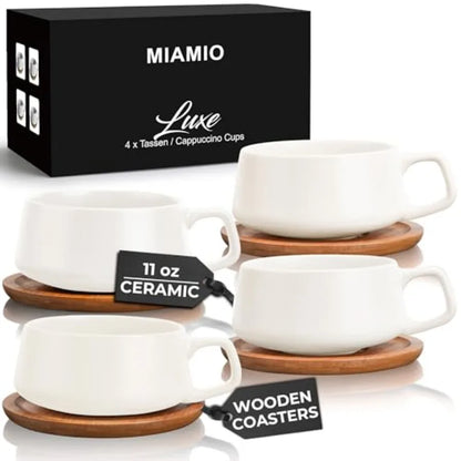 Set of 4 Ceramic Cups and Saucers