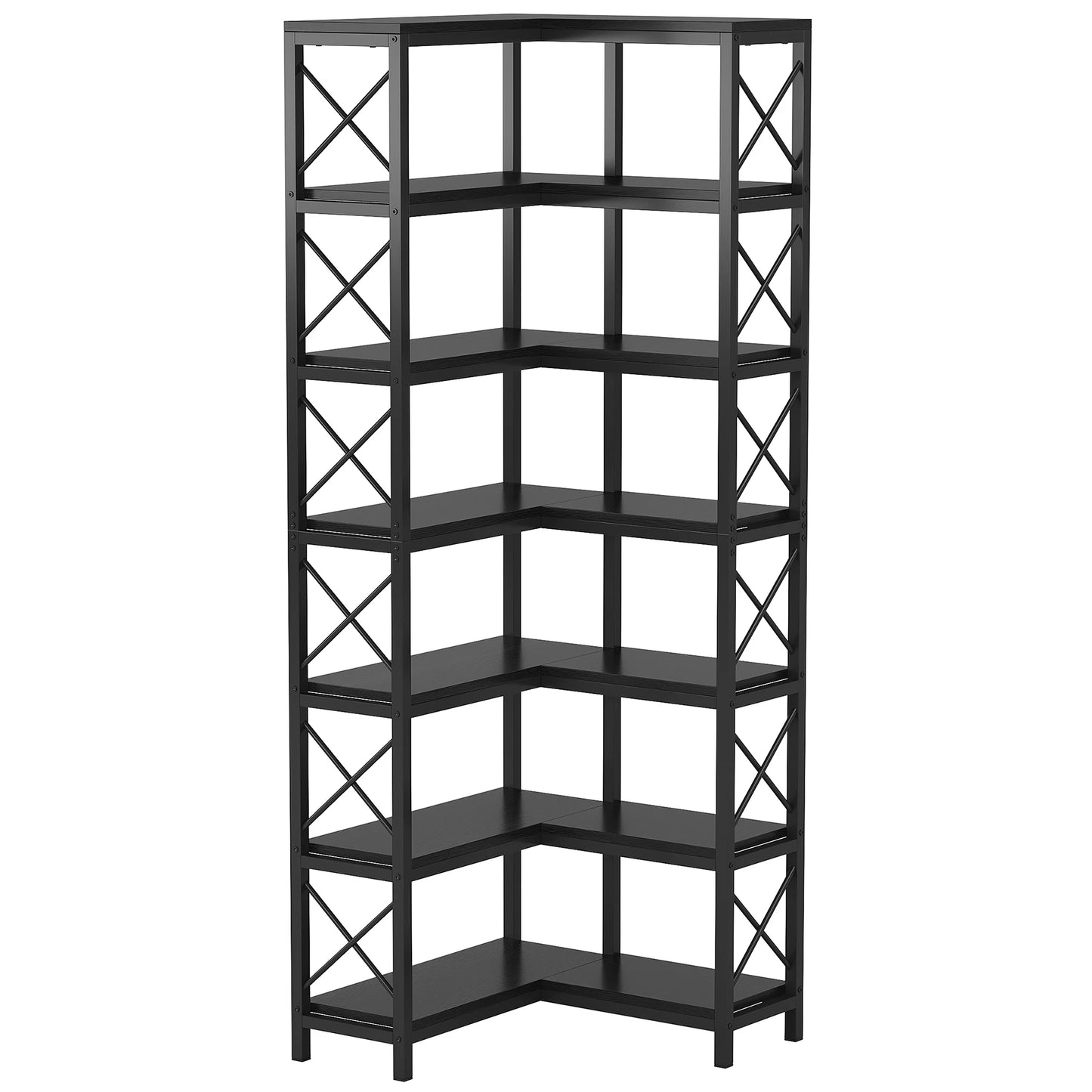 Tribesigns 7-Shelf Corner Bookshelf w/ Metal Frame