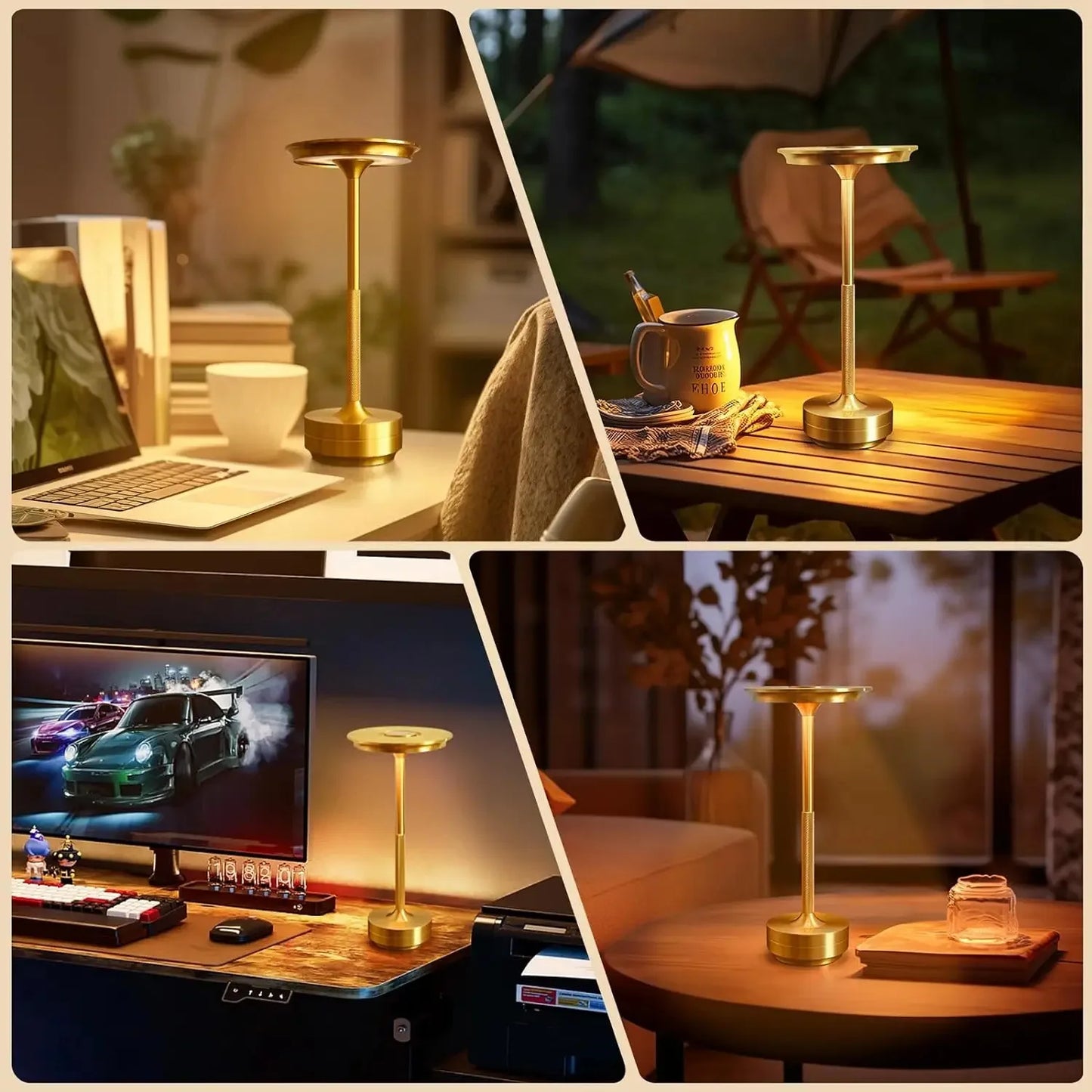 2PCS Rechargeable Wireless Table Lamp USB-C