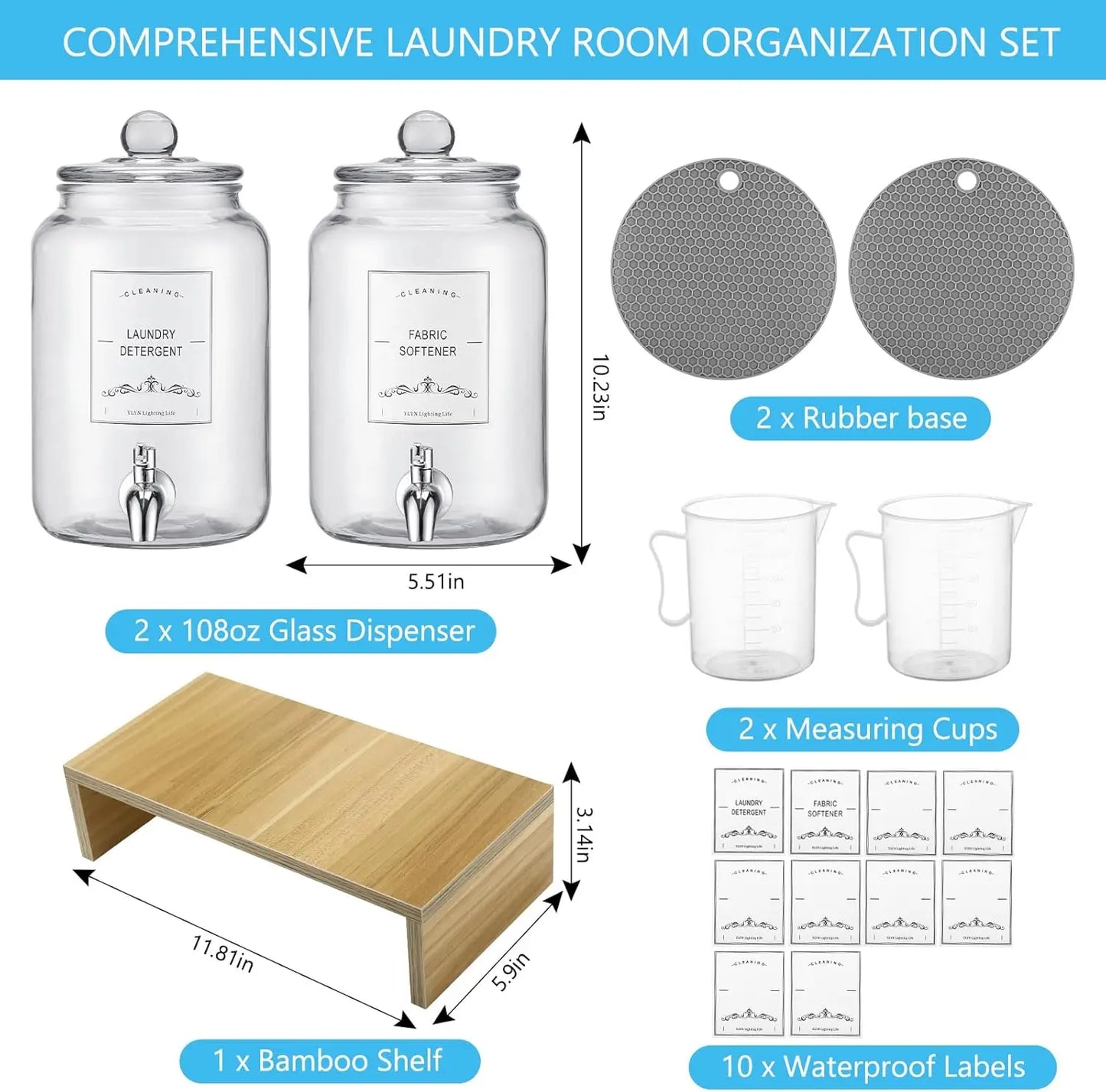 2-Pack Glass Dispenser with Stand