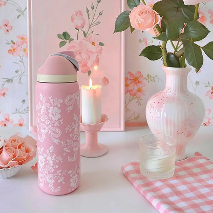 Owala Inspired Pink Butterfly Tumbler