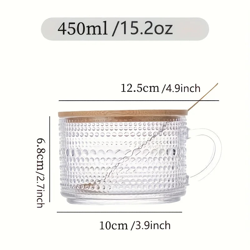 15.2oz Glass Cups, Lids, Spoons