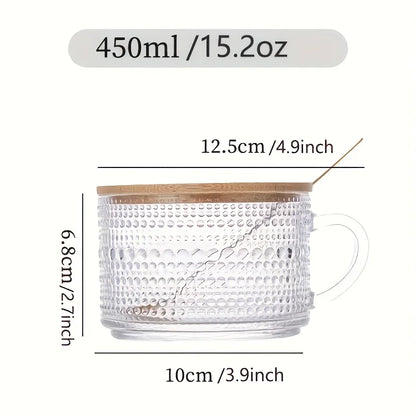 15.2oz Glass Cups, Lids, Spoons