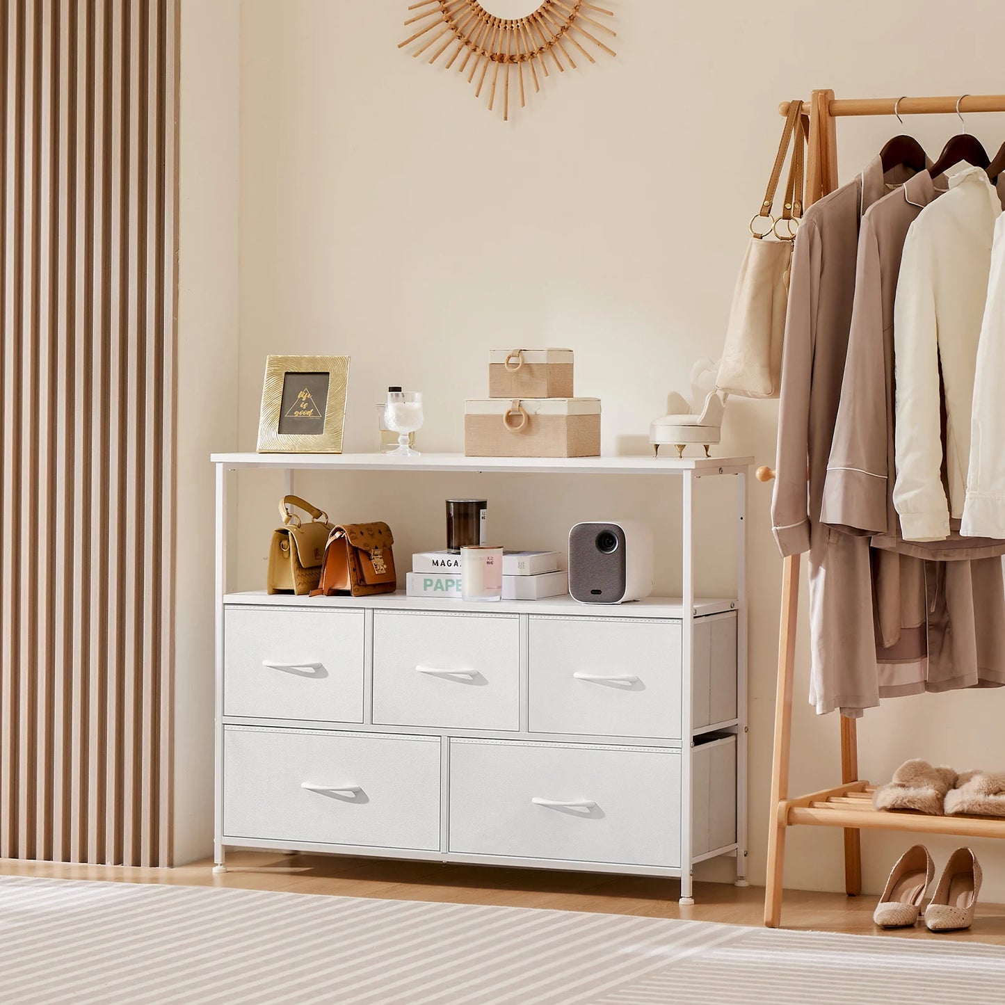 Storage Cabinet With 5 Fabric Drawers