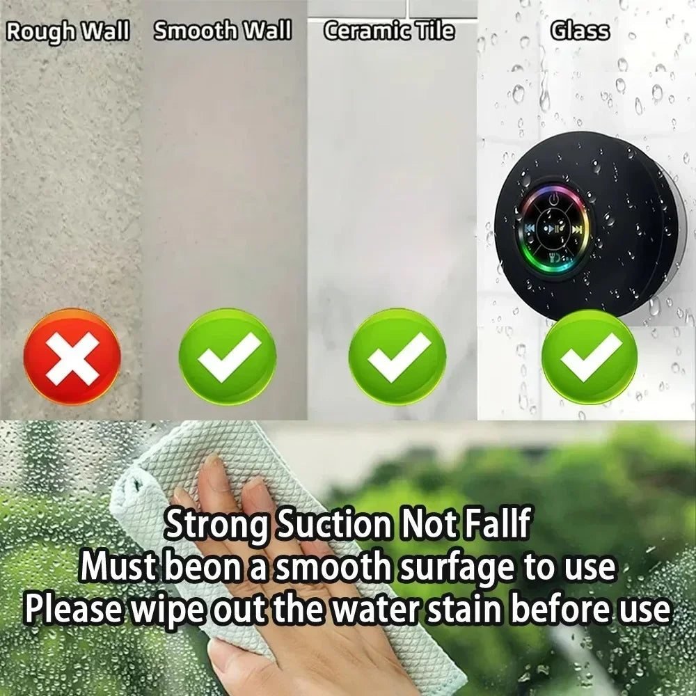 Waterproof Bluetooth Speaker with Suction Cup Mount