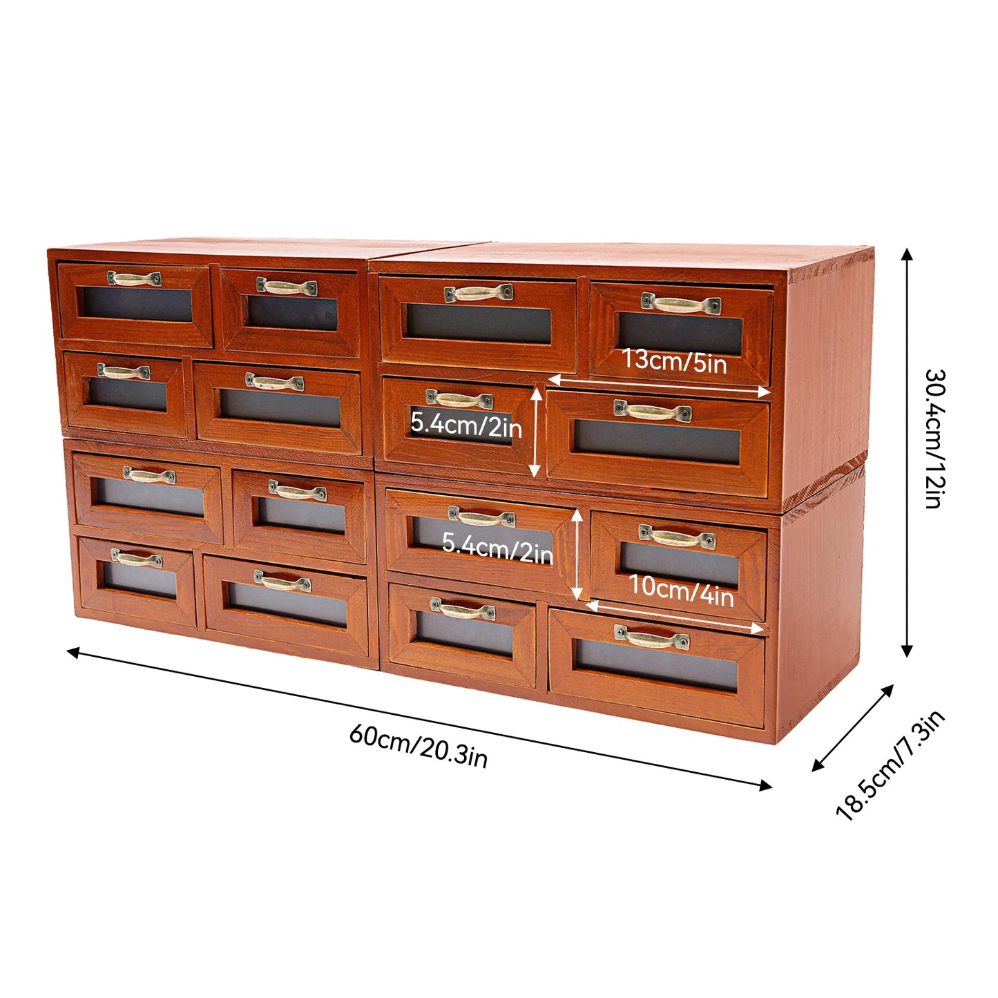 16-Drawer Walnut Desktop Storage Organizer
