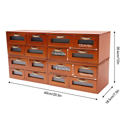16-Drawer Walnut Desktop Storage Organizer